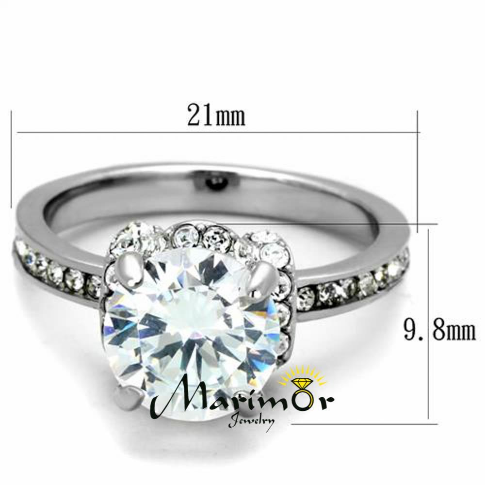 Sparkling 3 Ct Round Cut Cz Stainless Steel Engagement Ring Women’s Size 5-10