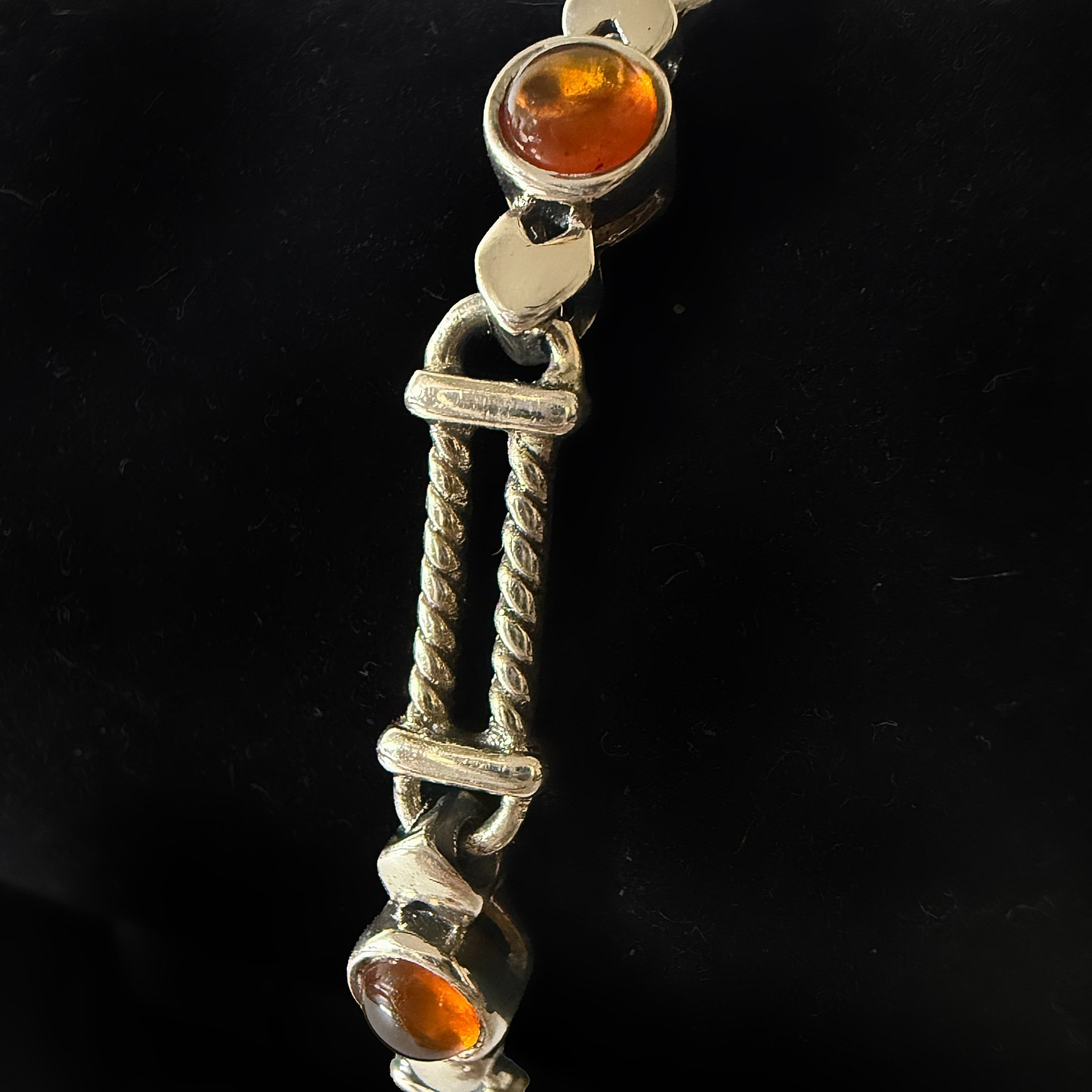 Silpada Sterling Silver 925 RETIRED Golden Amber Tennis Cable Chain Bracelet