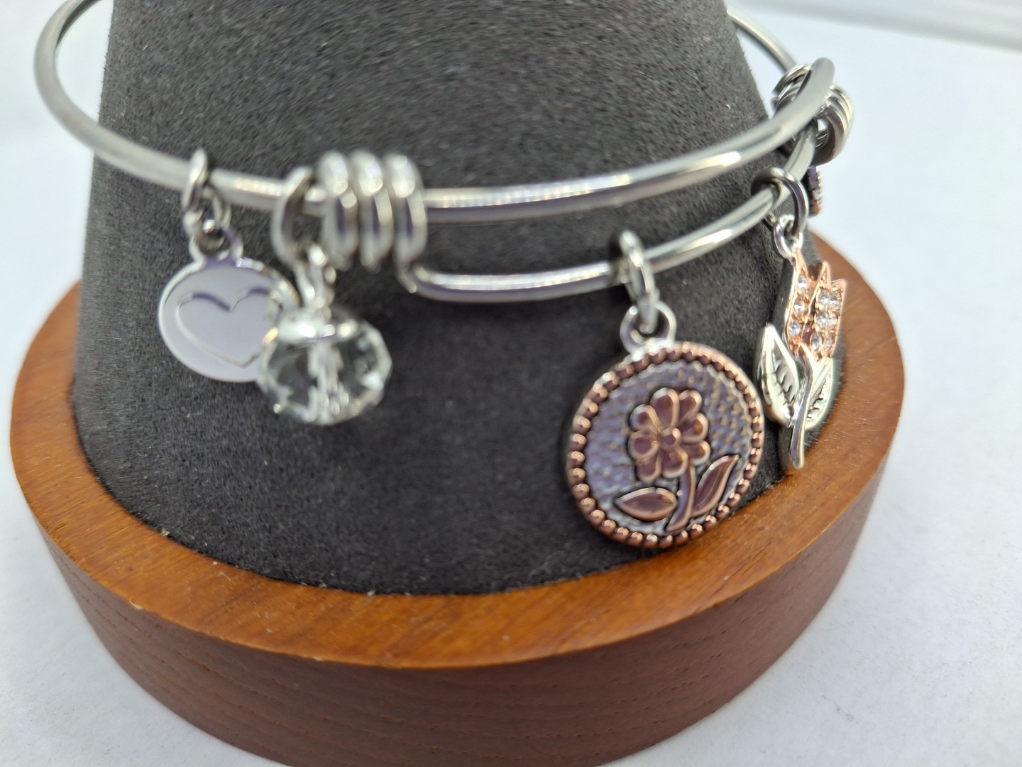 ‘Love This Life’ Two Toned Adjustable Charm Bangle