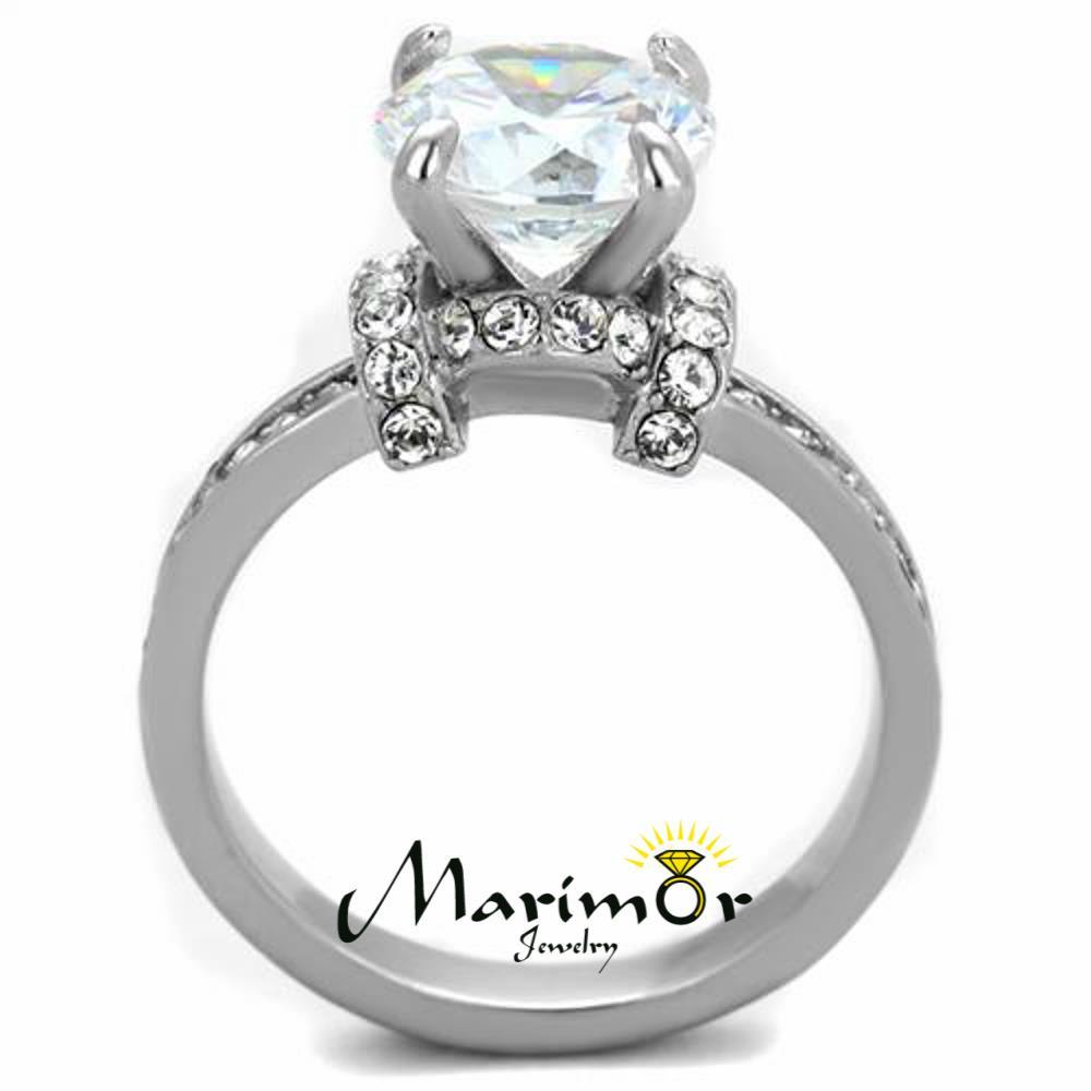 Sparkling 3 Ct Round Cut Cz Stainless Steel Engagement Ring Women’s Size 5-10