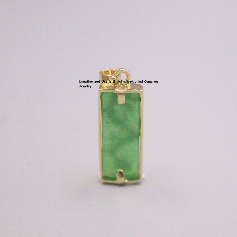 Real Hot Sale 18K GP With Green Jade Women Men Lucky Dragon Oblong Pendant