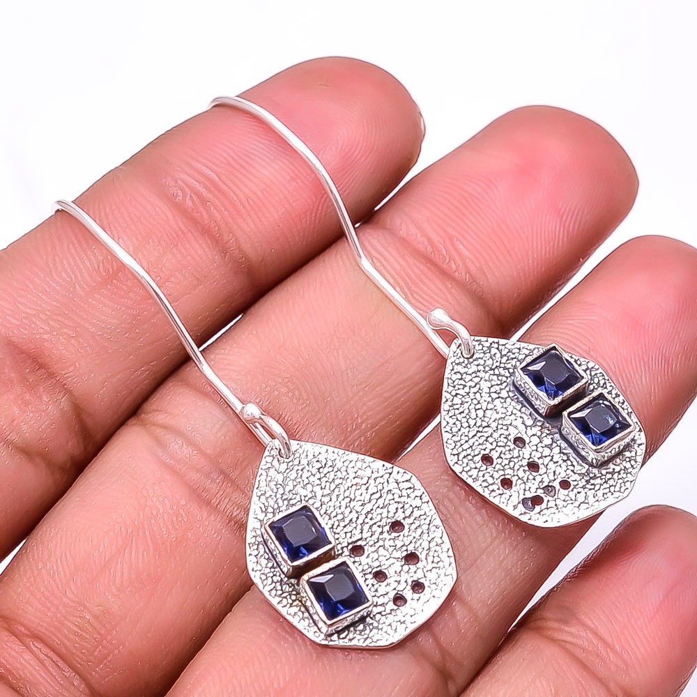 Iolite Designer Gemstone 925 Sterling Silver Handmade Earring 1.95″ E936018519