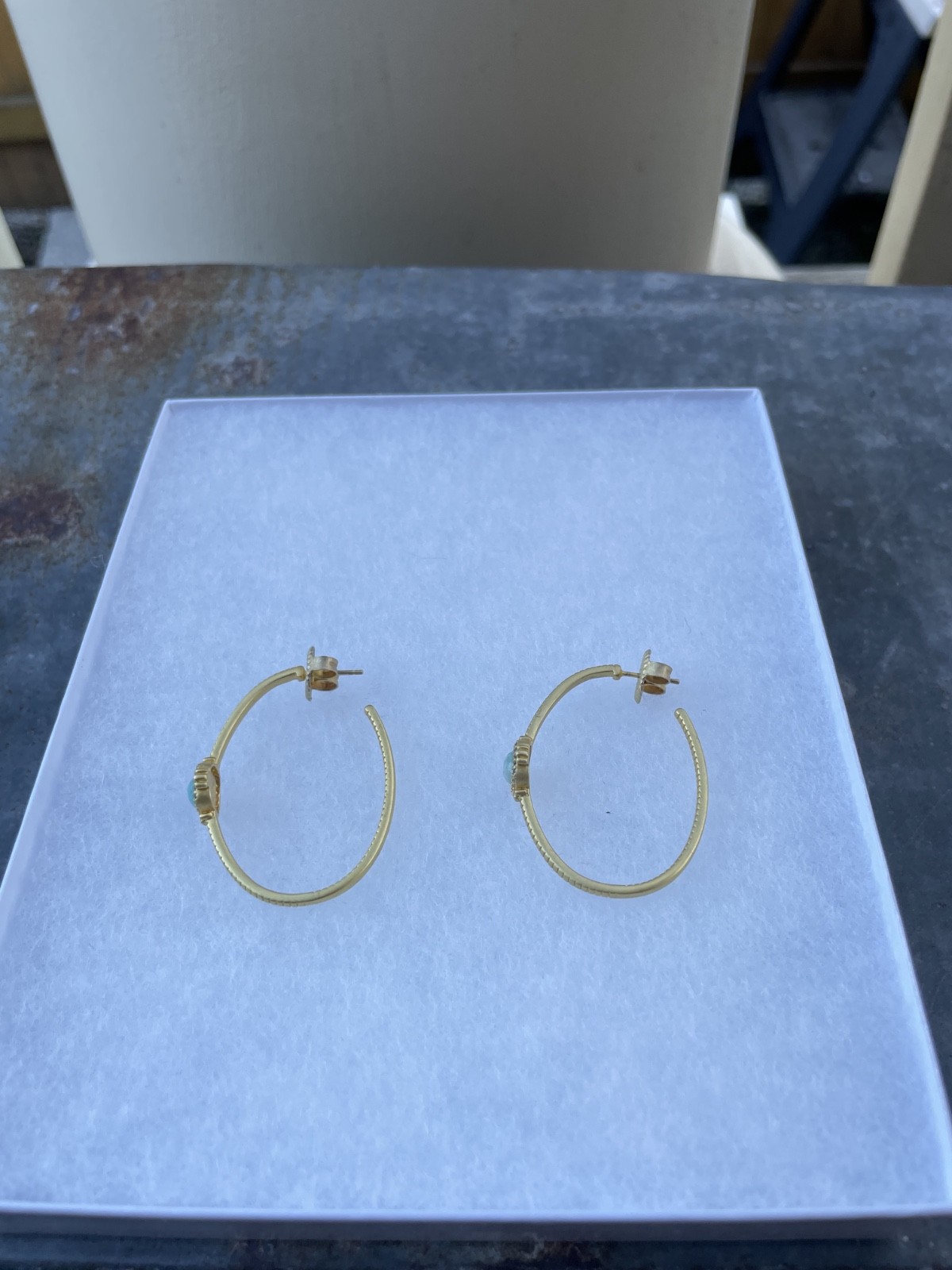 Freida Rothman gem-cut blue gemstone 18k gold-plated Hoop Earrings
