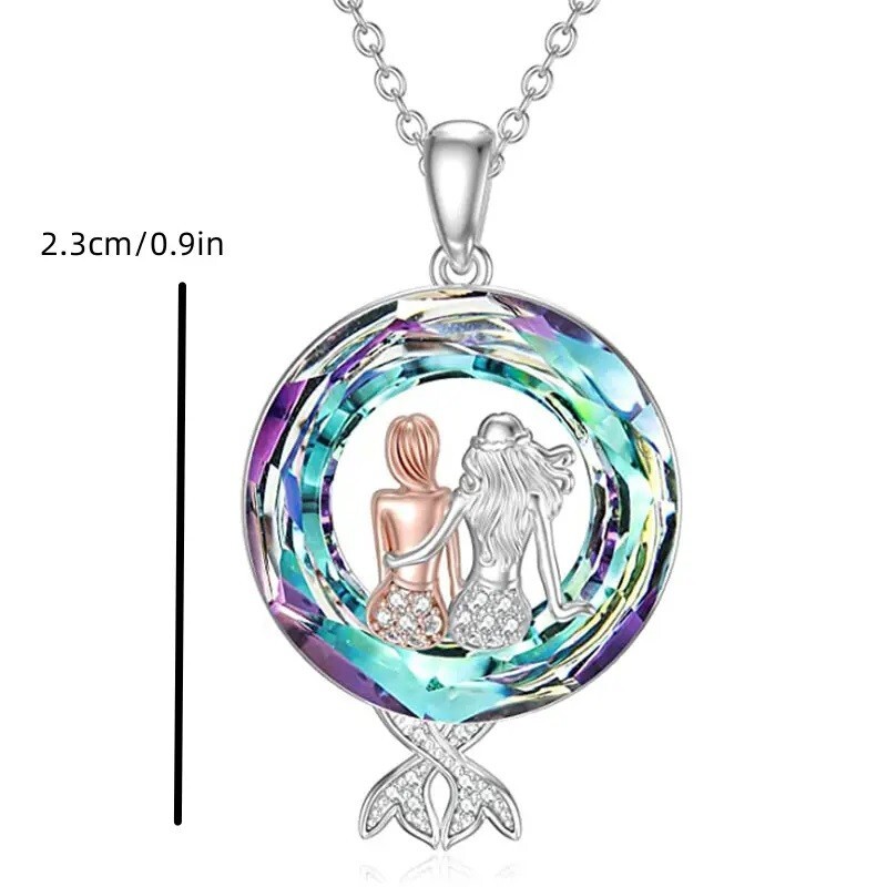 Rainbow Mystical Fire Topaz 925 Sterling Silver Little Mermaid Pendant Necklace