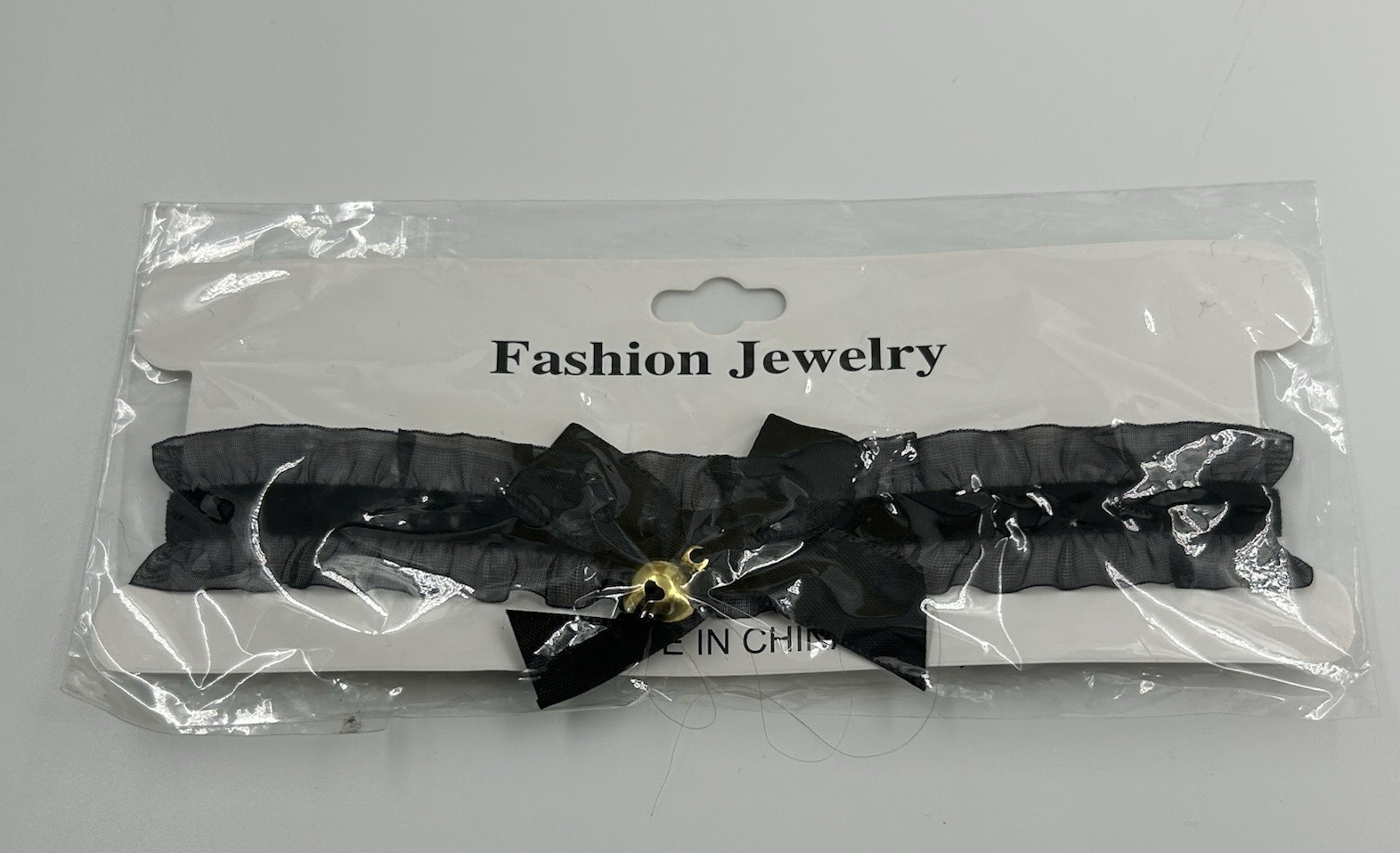 Choker Necklace Womens Black Ruffle Sheer Lace Bell Embellishment