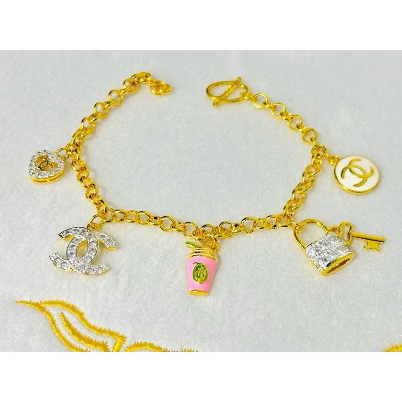 18K 22K 23K 24K THAI BAHT YELLOW GOLD WOMEN 20cm Bracelet