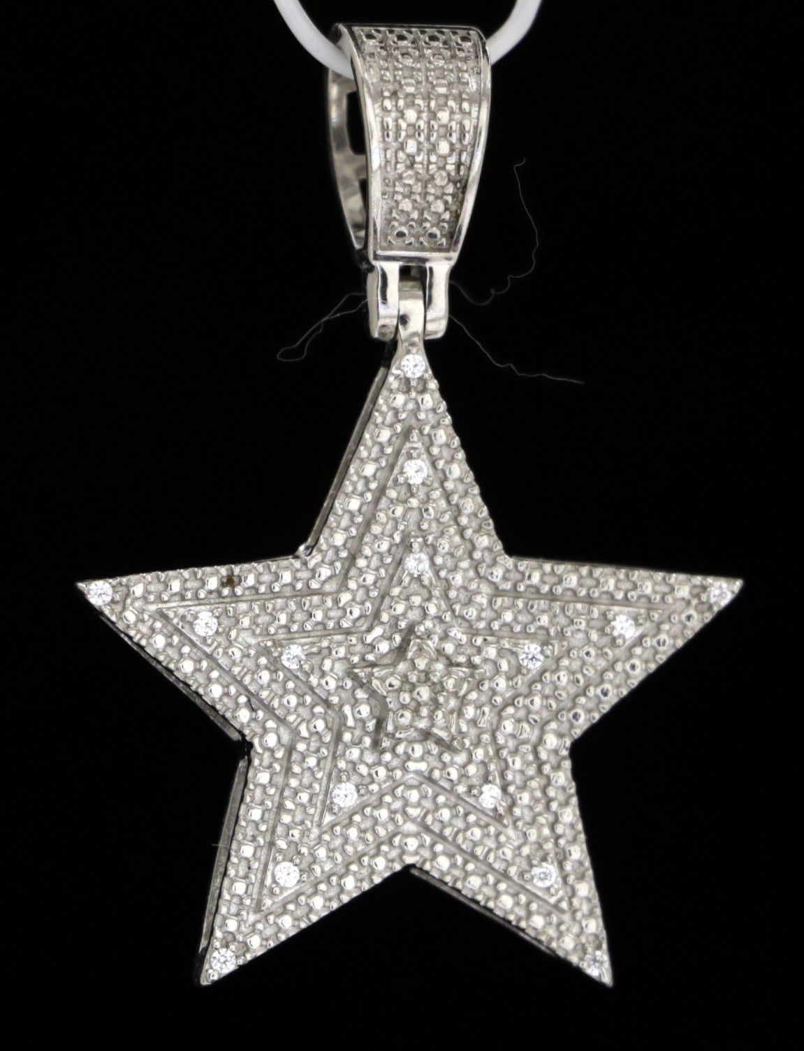 925 Ster. Silver STAR Pendant + CZ 30 x 22 mm 2.8 gr #1492