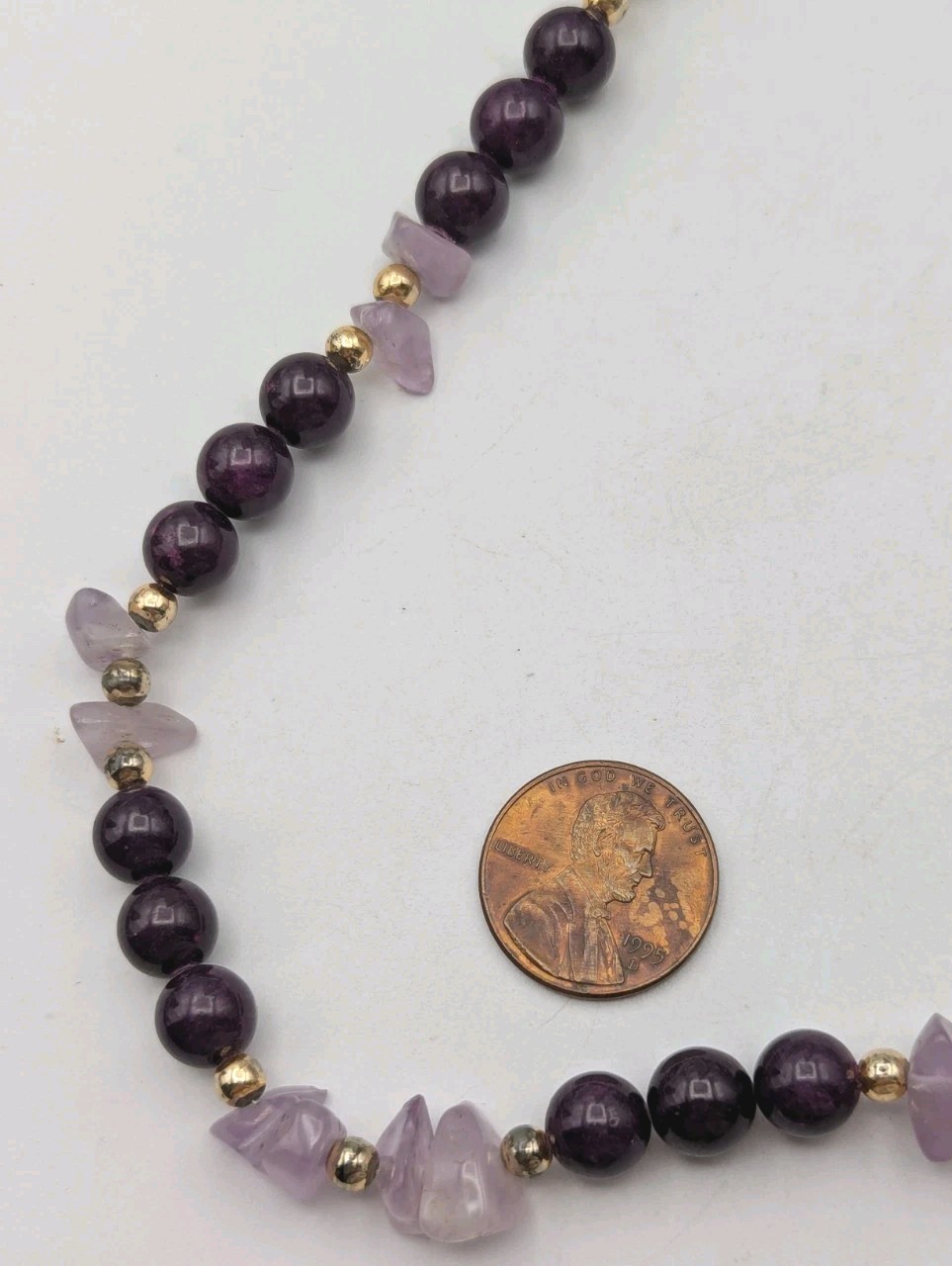 Vintage Amethyst & Purple Bead Necklace 27 Inch