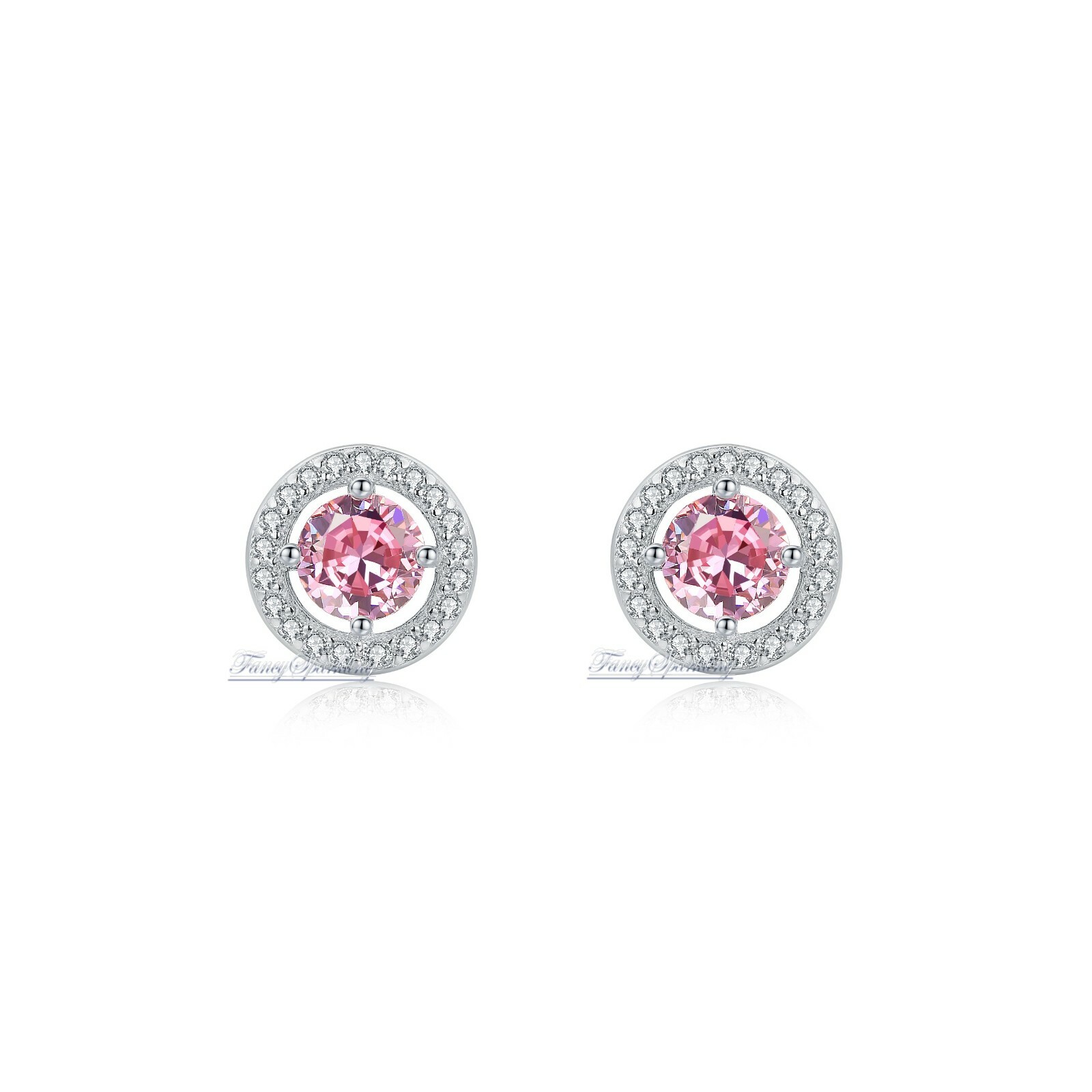 2Ct Simulated Pink Diamond Womens Halo Earrings 14K Gold Plated 925 Solid Silver