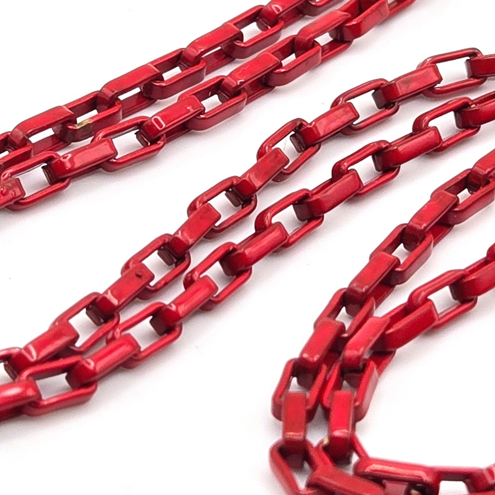 Red Enamel Box Chain Necklace Geometric Glass Stone Square Pendants Adjustable