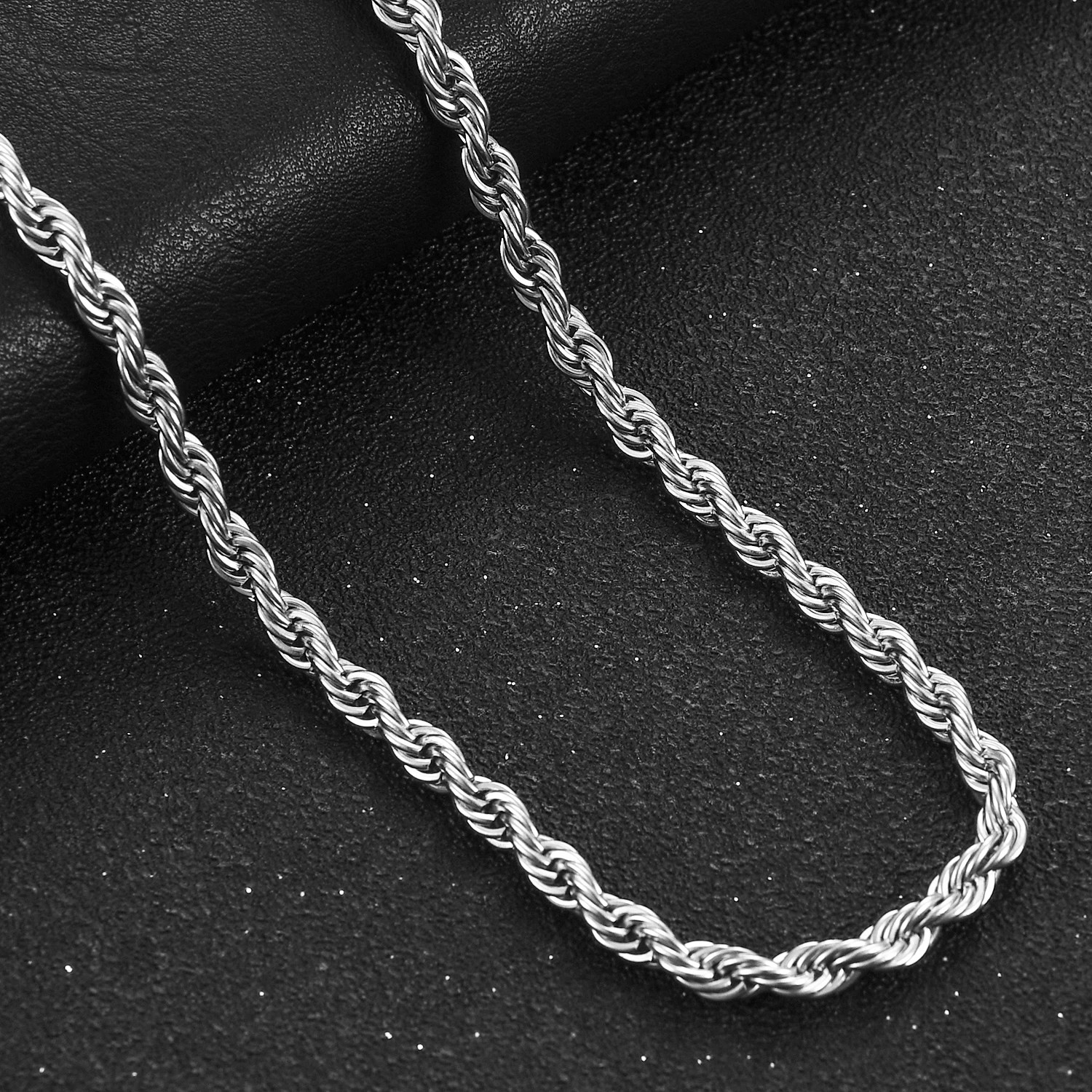 925 Sterling Solid Silver 4MM Twisted Rope Chain Necklace 16″ – 24″ Mens Womens