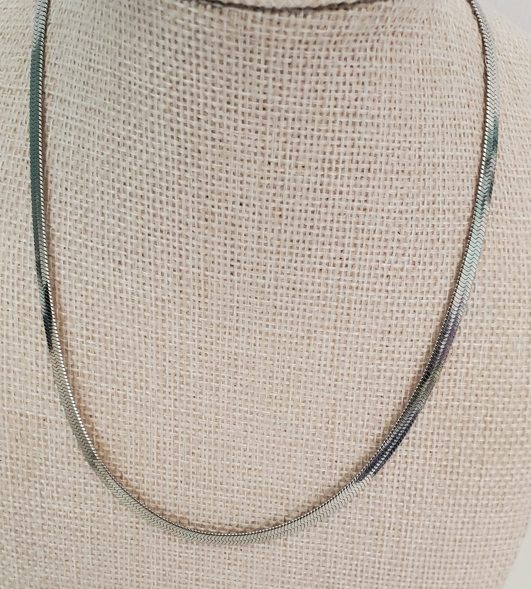 ATOLEA 15″ Silver Tone Herringbone Choker Necklace