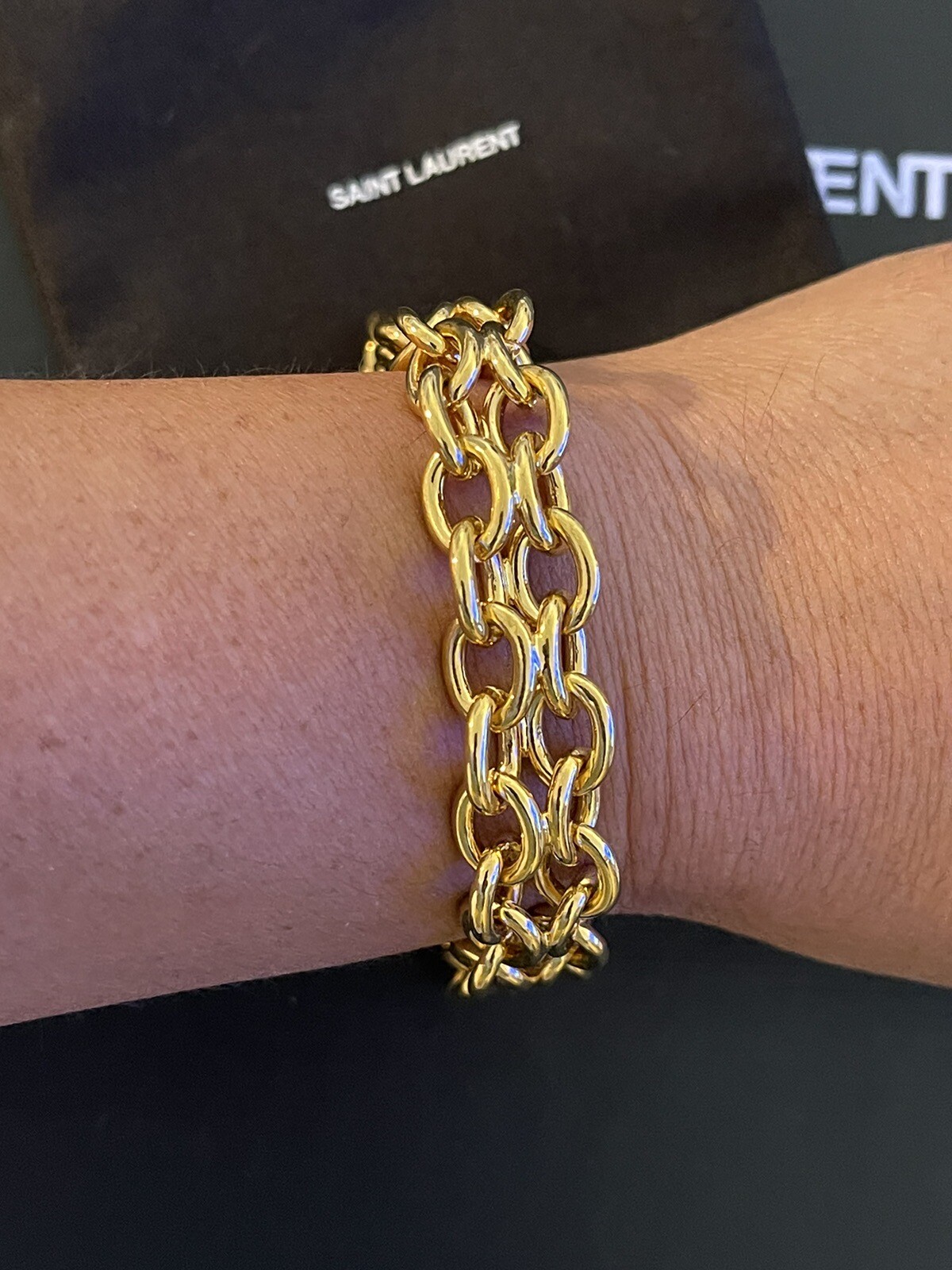 New ! SAINT LAURENT Chain Metal Bracelet Size M Beautifully chic ! S/S 2022