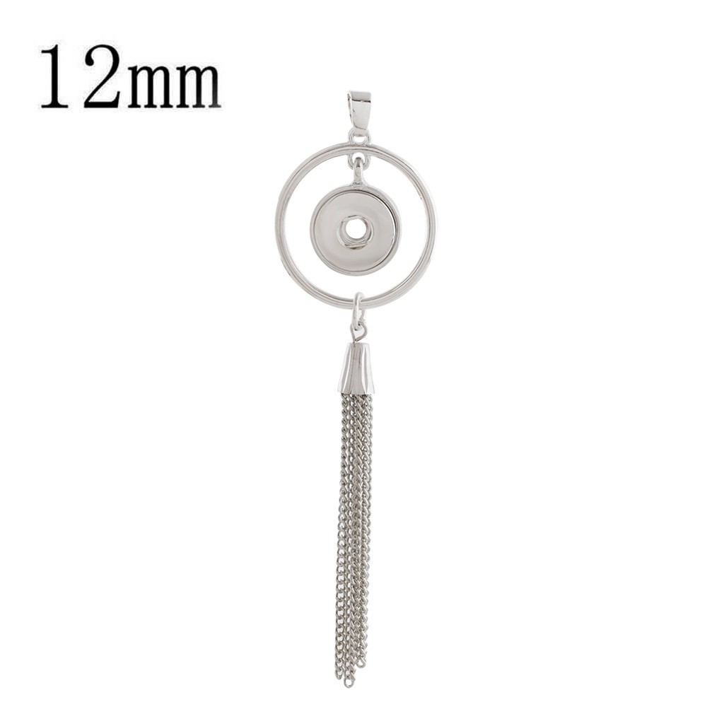 Mini Snap Jewelry Pendant Tassle Silver Tone Fits 12mm Petite Ginger Charms 3.5″