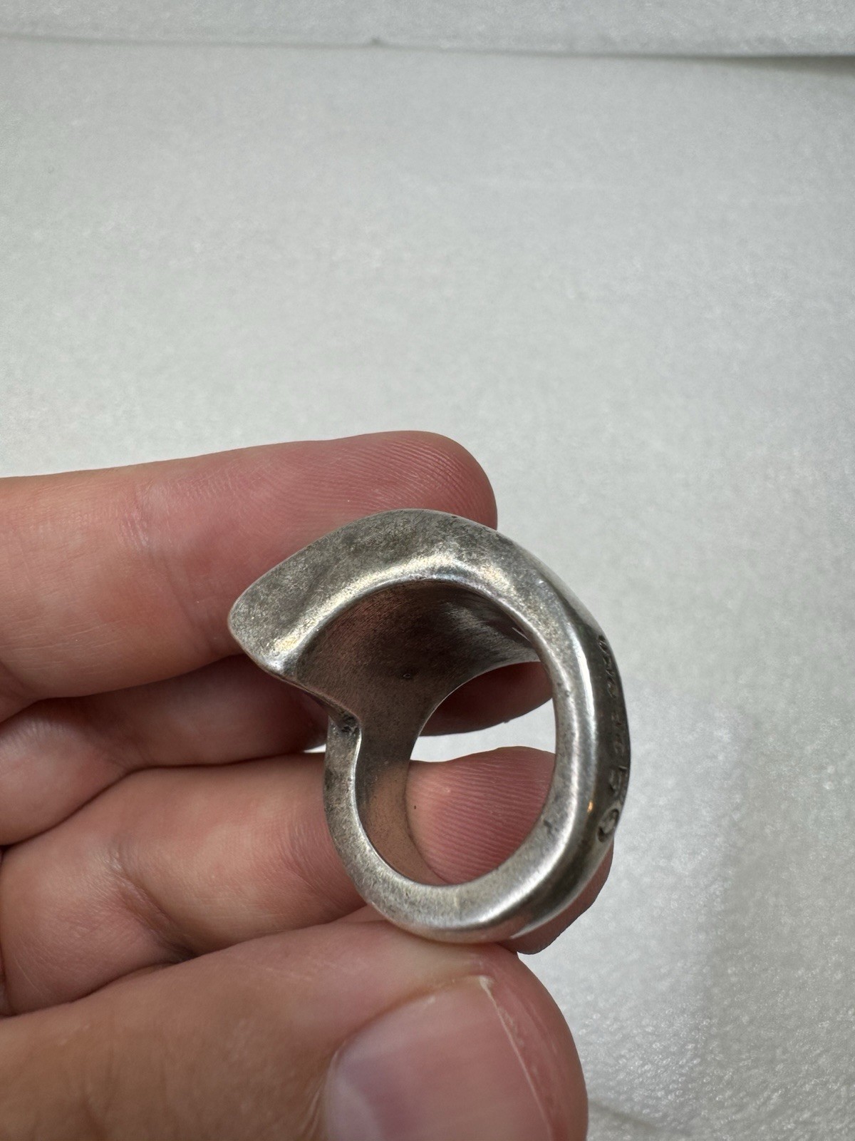 Heavy Silver Uno De 50 Designer Brutalist Bypass Statement Ring Size 8