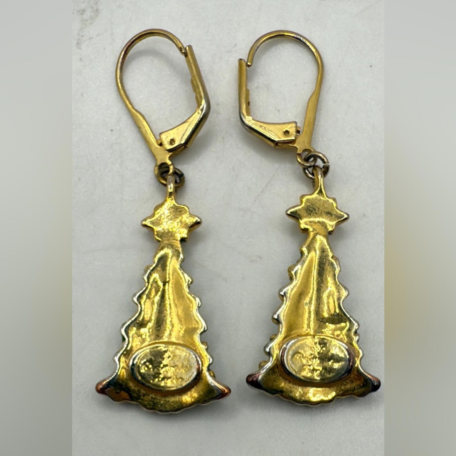 Vtg Christopher Radko Dangle Drop Earrings Set 2 Christmas Tree Bell Jewelry