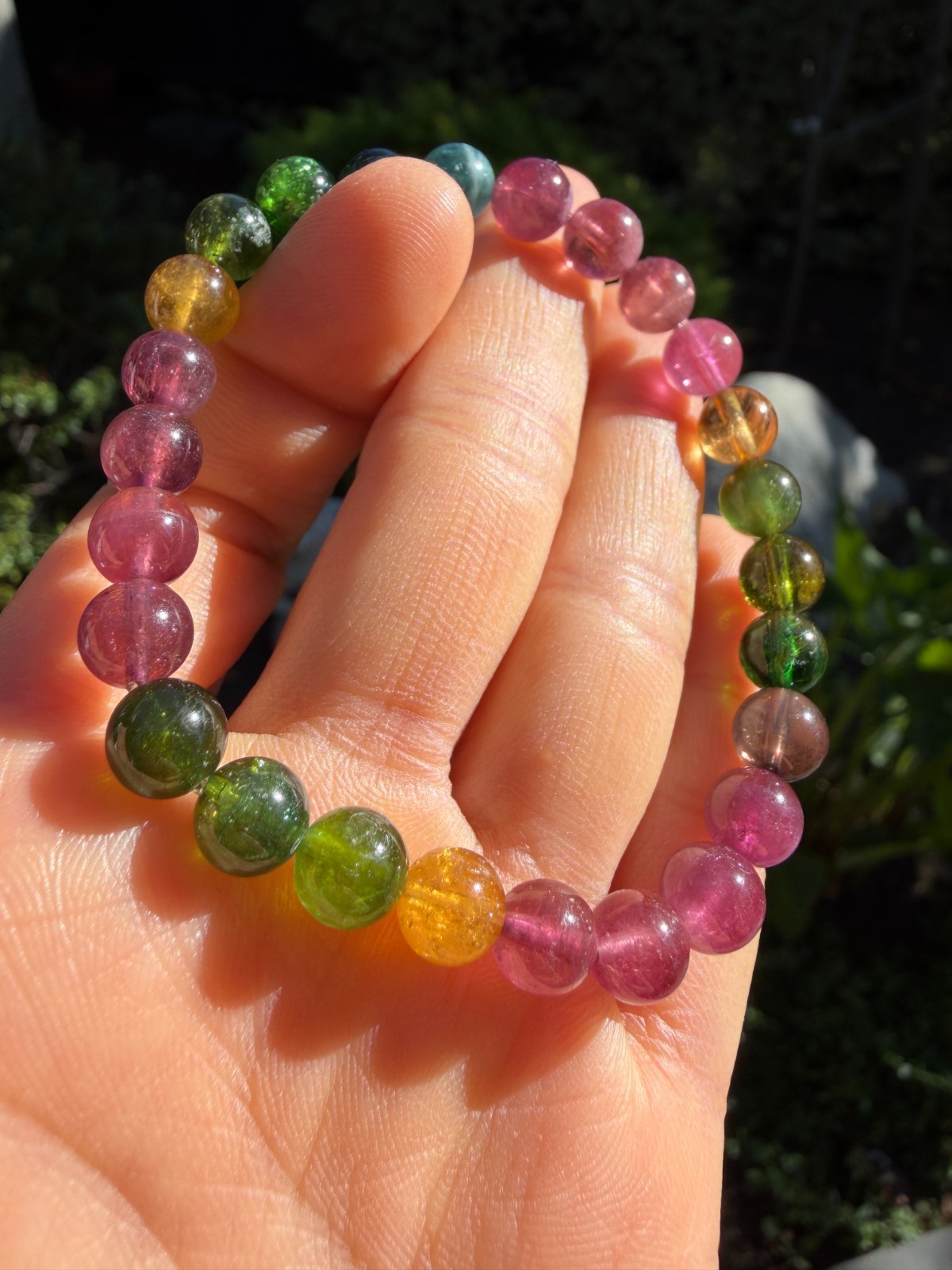 7.1mm High-Grade Natural Brazil Tourmaline Beaded Bracelet | A+巴西色标碧玺