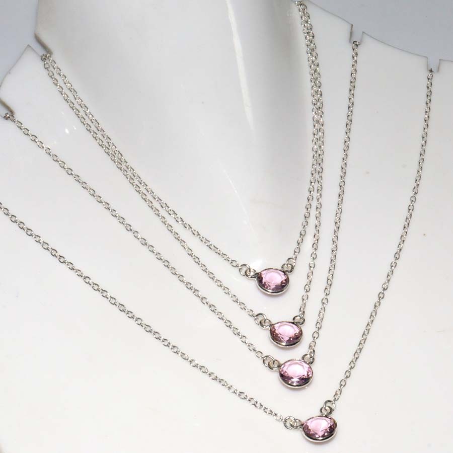 Outstanding Pink Kunzite 925 Silver Plated Necklace 18″ Jewelry Gift Trendy JW