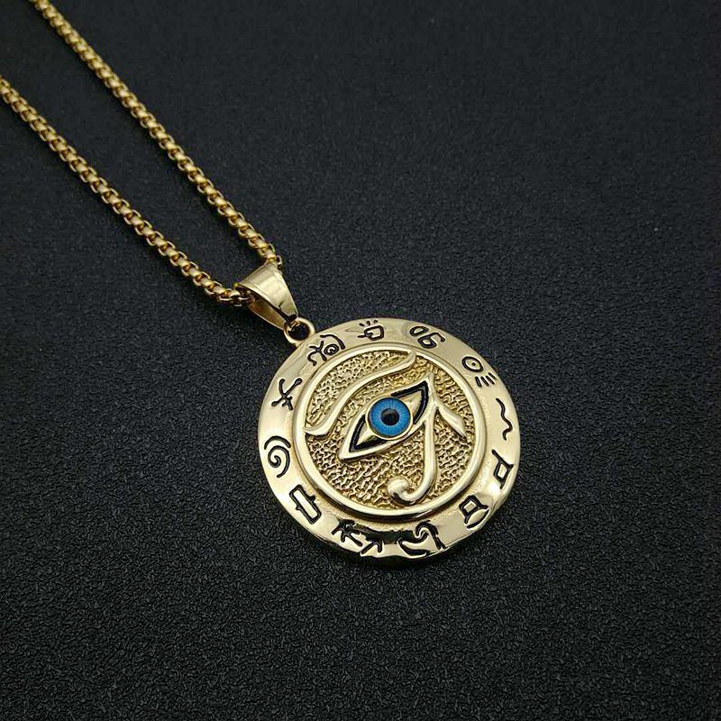 Egyptian Pharaoh Eye of Horus Ra Pendant Necklace Protection Jewelry Chain 24″