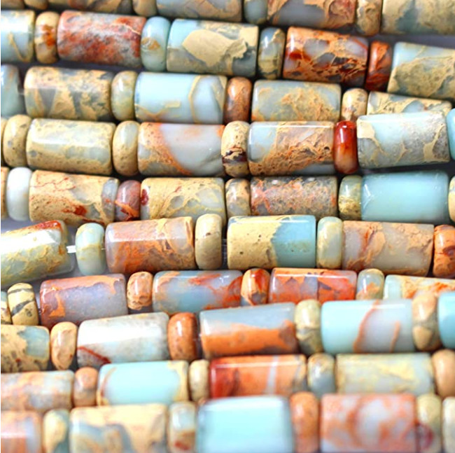 9x6mm Natural Snake Skin Jasper Column Rondelle Loose Bead 15.5″ YJWW280