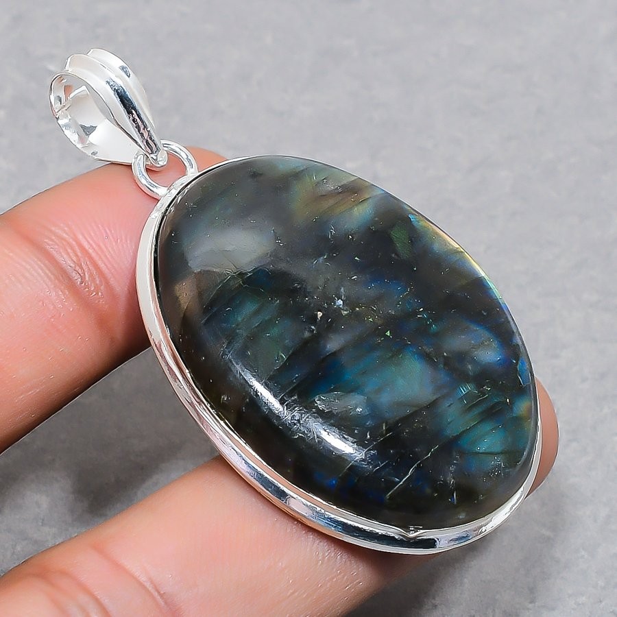 Blue Fire Labradorite Oval Shape Gemstone Pendant Handmade Jewelry 2.30″ FP 1735