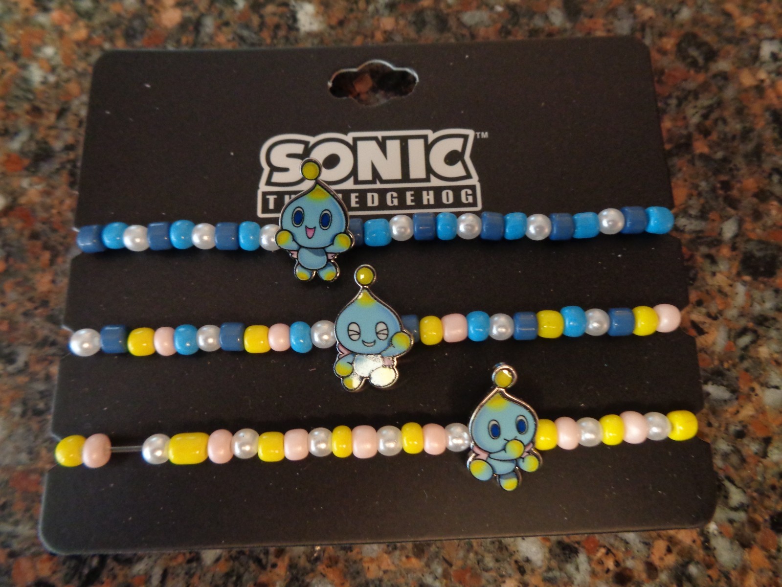 Sonic The Hedgehog Chao Bead Bracelet Set of 3 Bestie Cord Metal Bioworld New