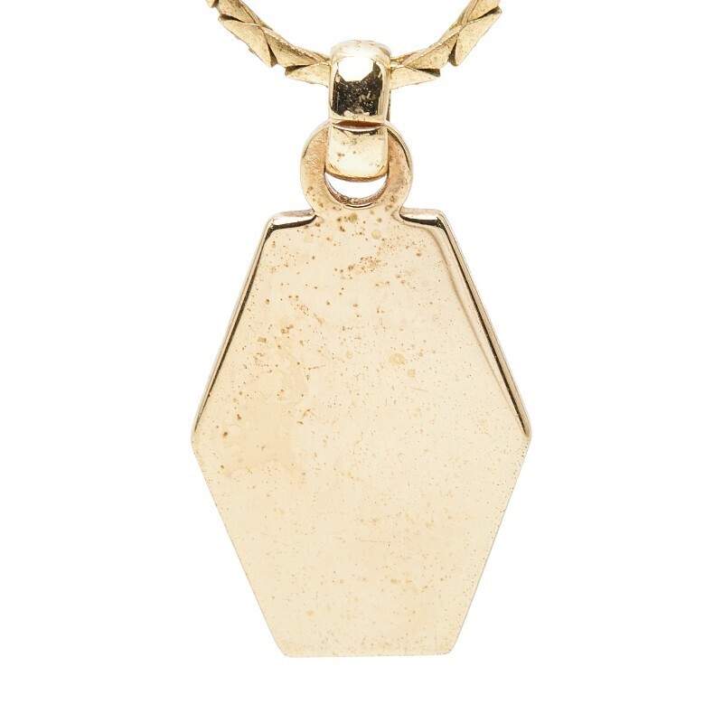 Christian Dior Gold Honeycomb Hexagon Pendant Necklace 17.7in Authentic