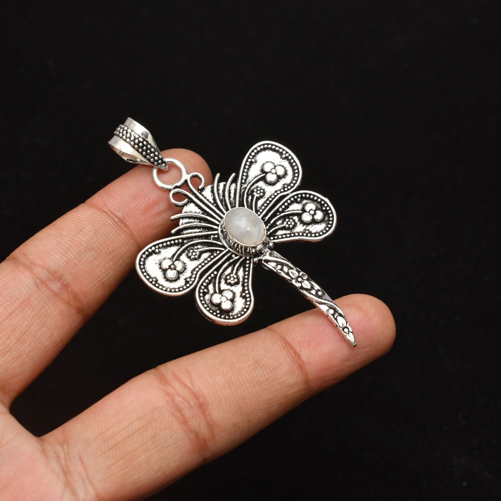 Rainbow Moonstone Gemstone Handmade 925 Sterling Silver Jewelry Pendant 2.44″