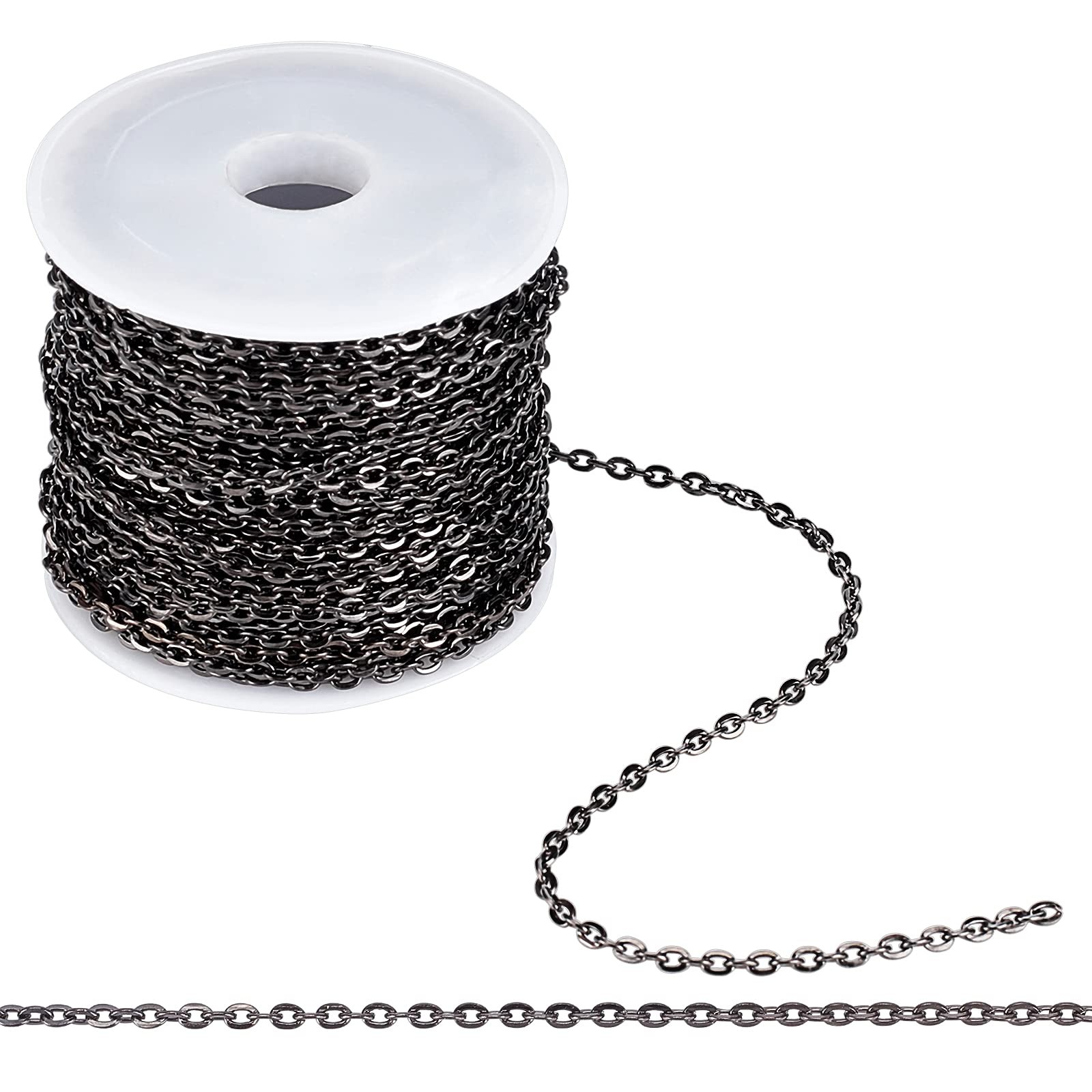 33 ft Necklace Chains 2.2mm Black Iron Cross Chains Link Flat O-Shaped Cable …