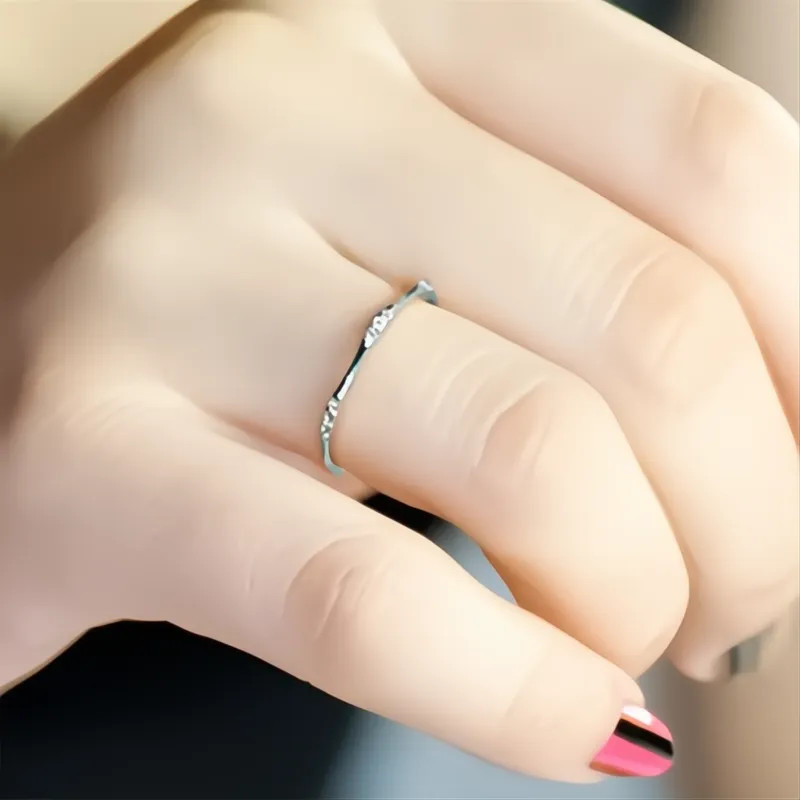 Minimalist Wedding Rings for Women Thin Band Cubic Zirconia Brass Stylish Party