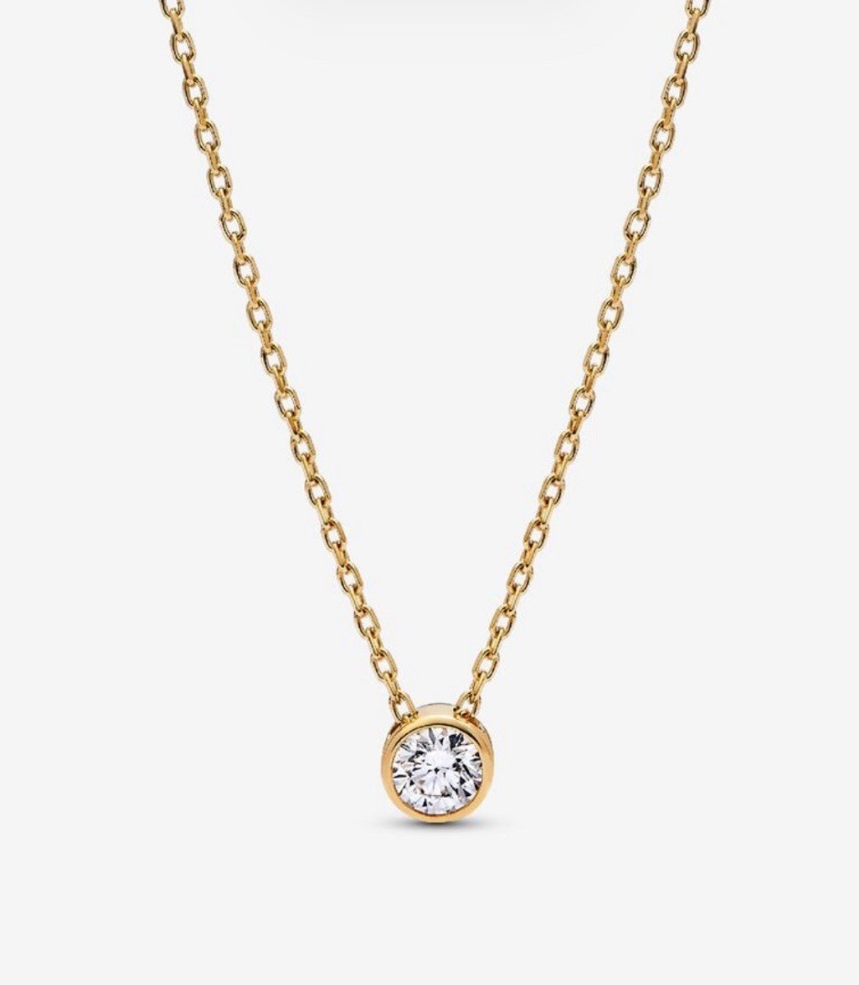 Pandora Era Bezel 14k Gold Lab-grown Diamond Pendant Necklace 0.15ct TW