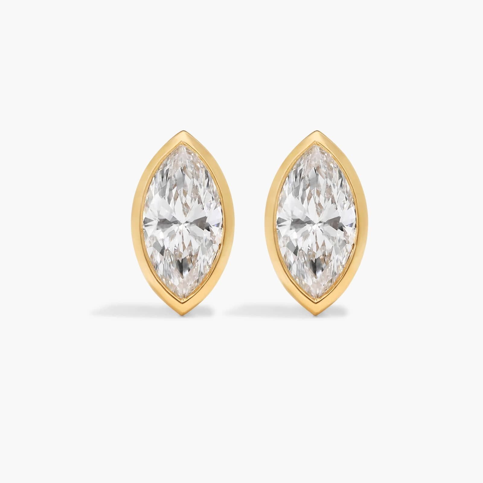Bezel-Set 2CT Marquise Simulated Diamond Studs in 14K Yellow gold