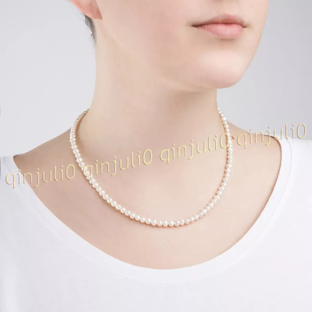 Mini Pearl 2-3mm Real Natural White Akoya Freshwater Pearl Necklace 13-26”