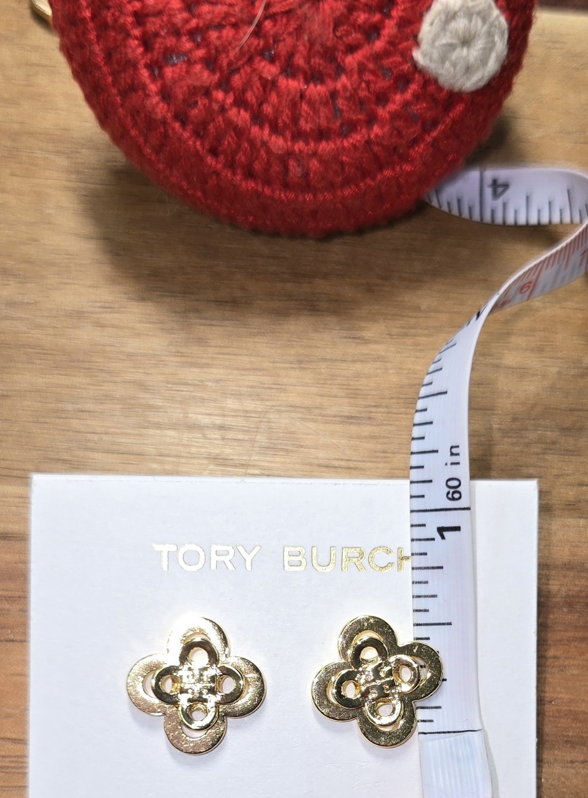 Tory Burch Gold Kira Clover Stud Earrings 18k Gold Plated