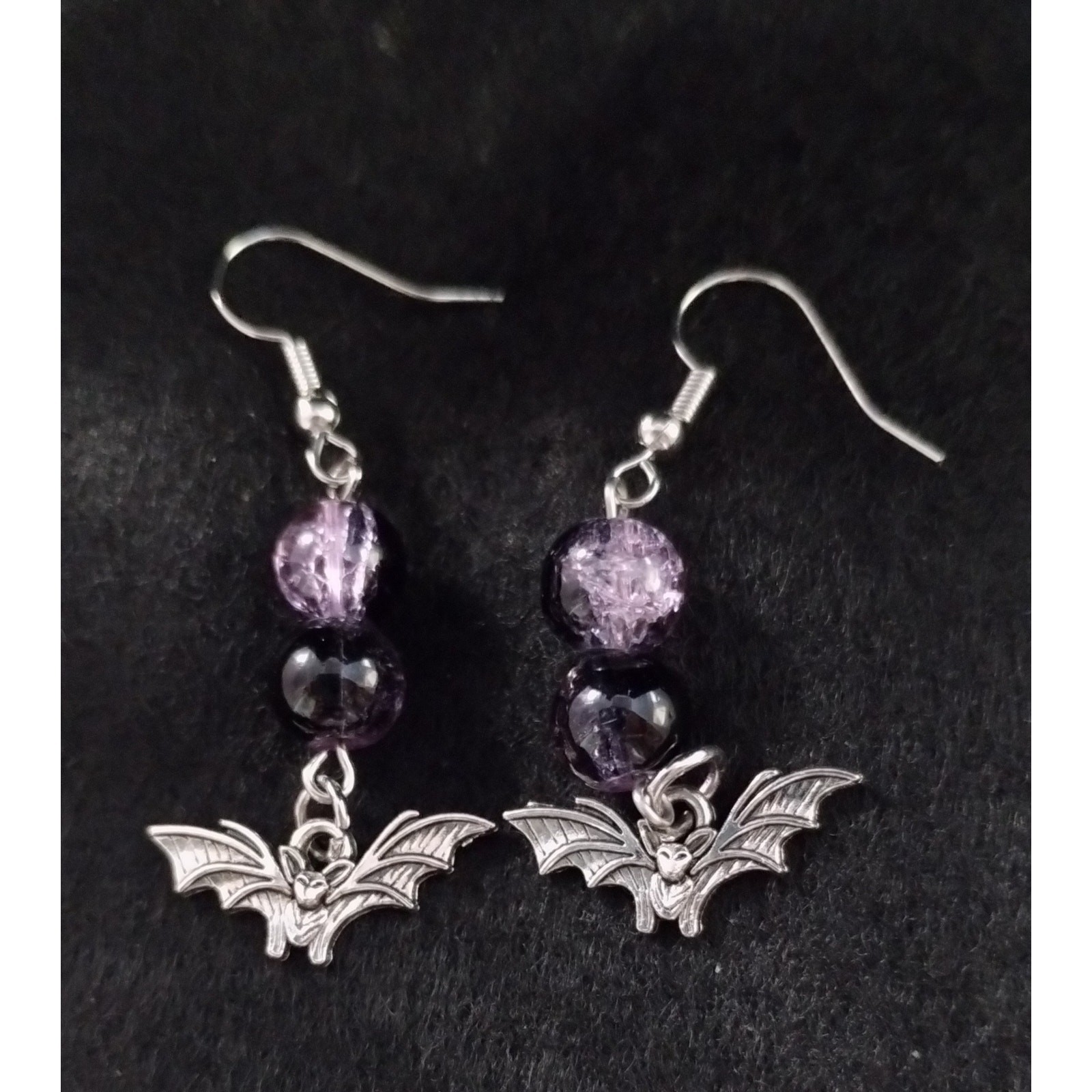Halloween Bat Dangle Earrings Gothic Beaded Earrings Spooky Halloween Jewelry