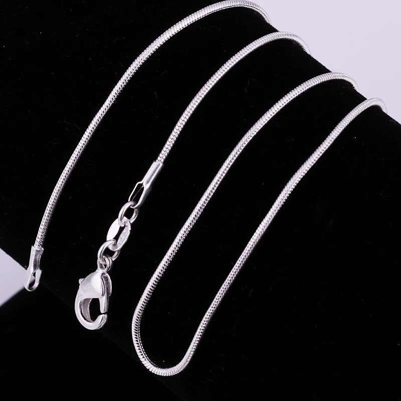 10 PCS 925 Sterling Silver 1mm Snake Chain Necklace 16-30in Women Men Wholesale