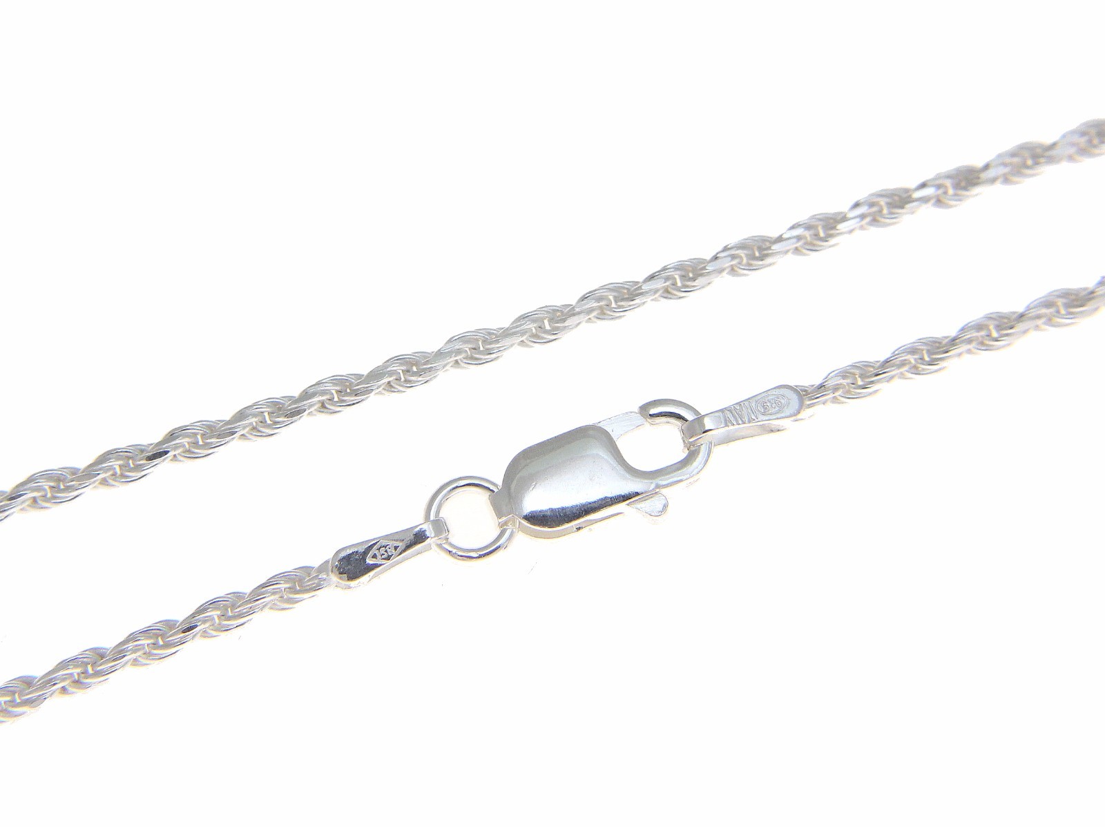 ITALIAN STERLING SILVER 925 DIAMOND CUT ROPE CHAIN NECKLACE 1.4MM 18″