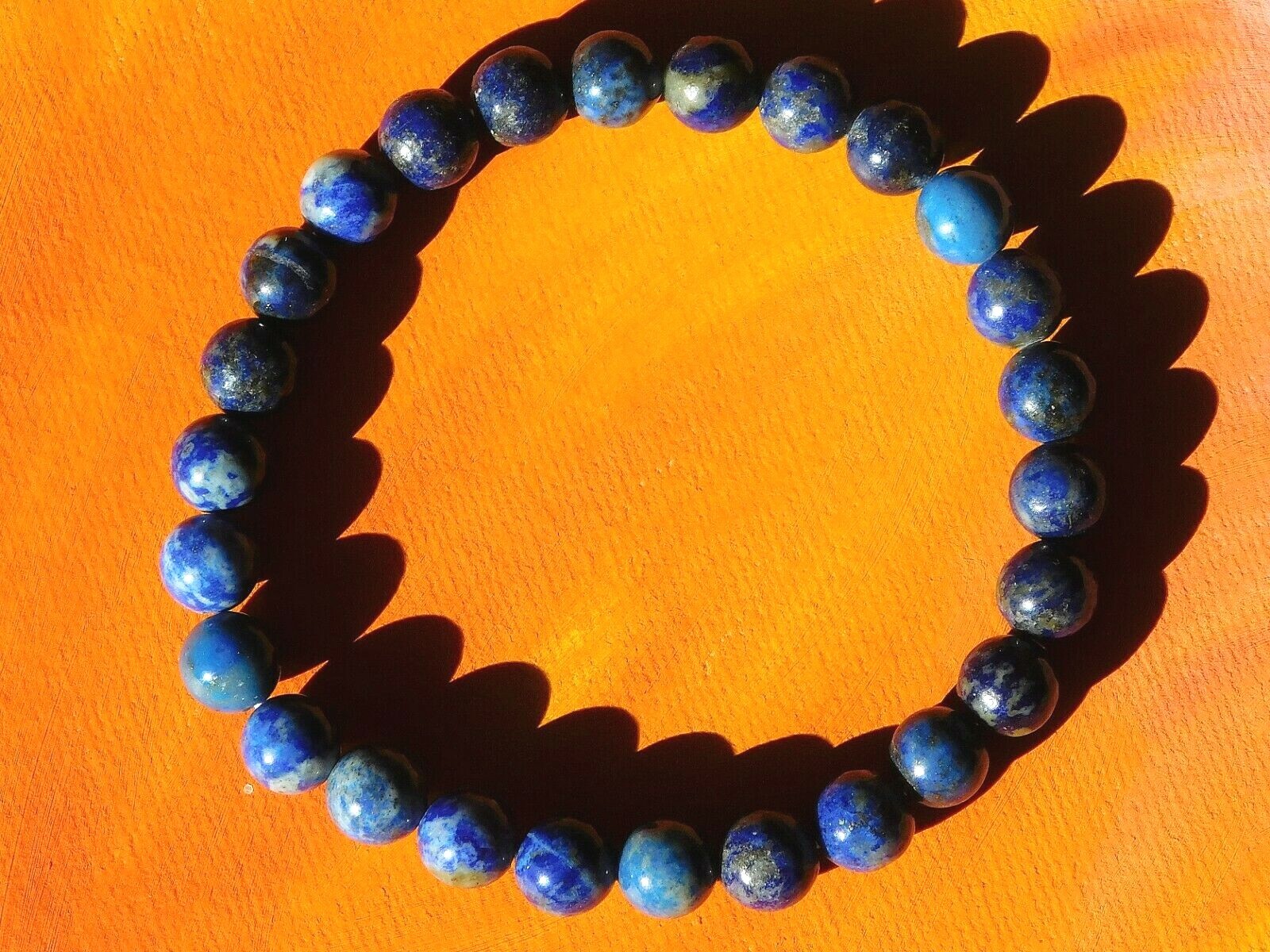 Mens / Ladies Handmade 8mm Gemstone Beaded Bracelet – Natural Lapis Lazuli.