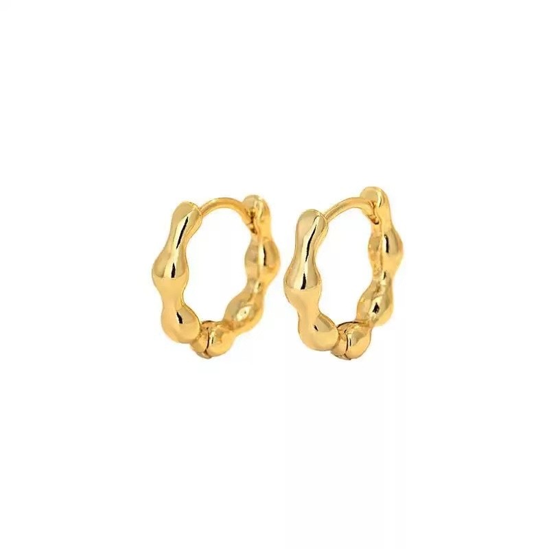 10mm Organic Textured Bubble Hoop Earrings Small Chunky Huggie Earrings 179