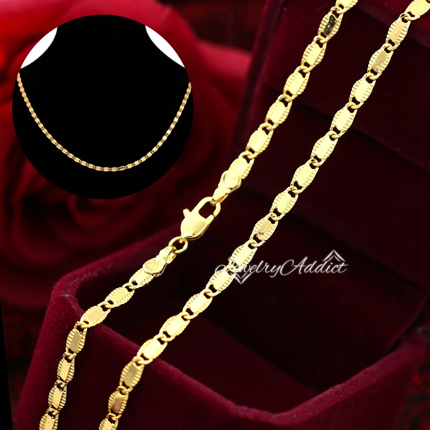 24K GOLD FILLED 4MM Anchor Mariner CHAIN 60CM MENS WOMENS SOLID NECKLACE 24INCH
