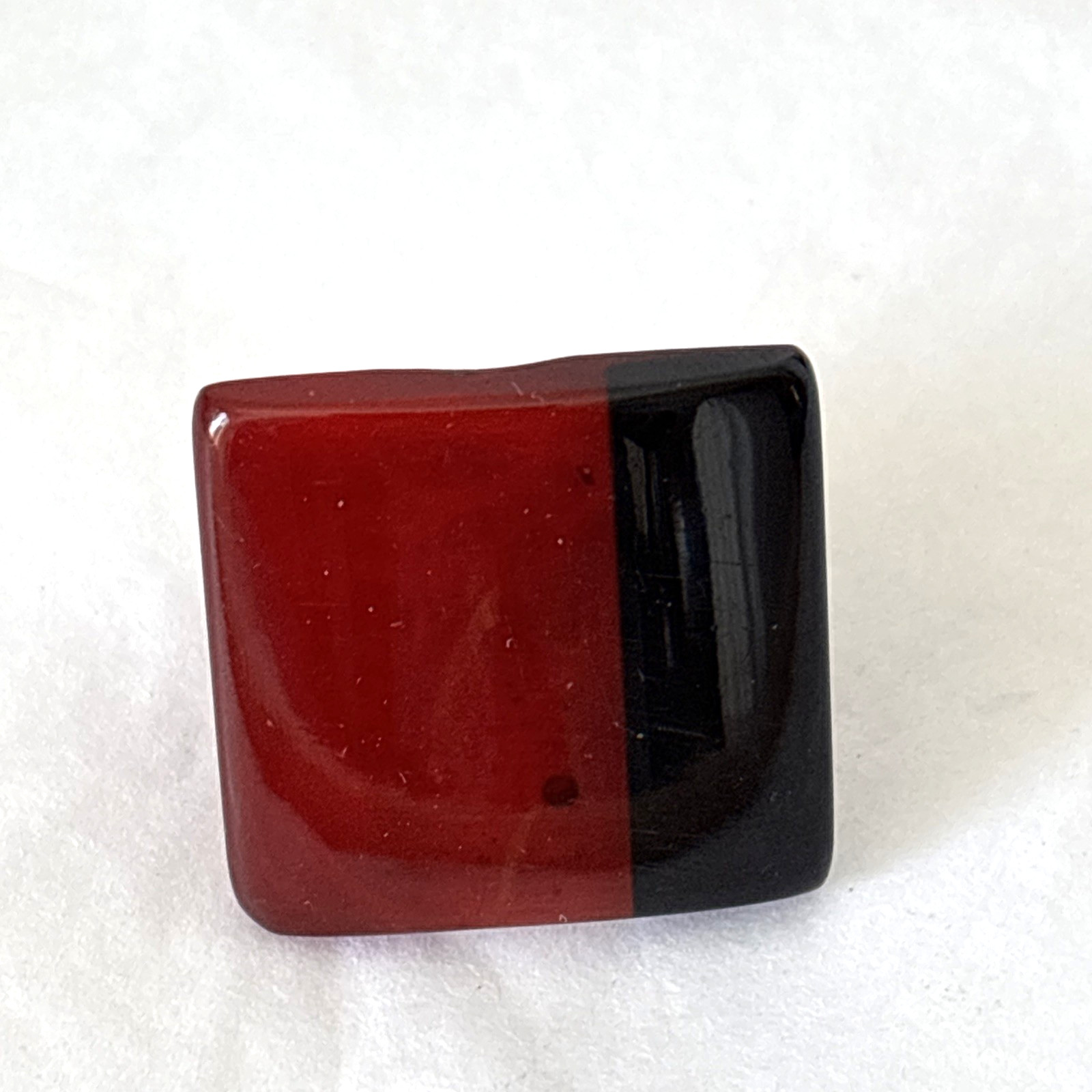 Marion Godart Statement Resin France Size Chunky Square Dark Red and Black