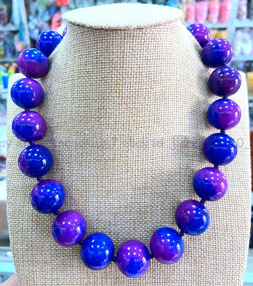Natural Huge 20mm South Africa Purple Surgilite Round Gems Necklace 18in Z2509