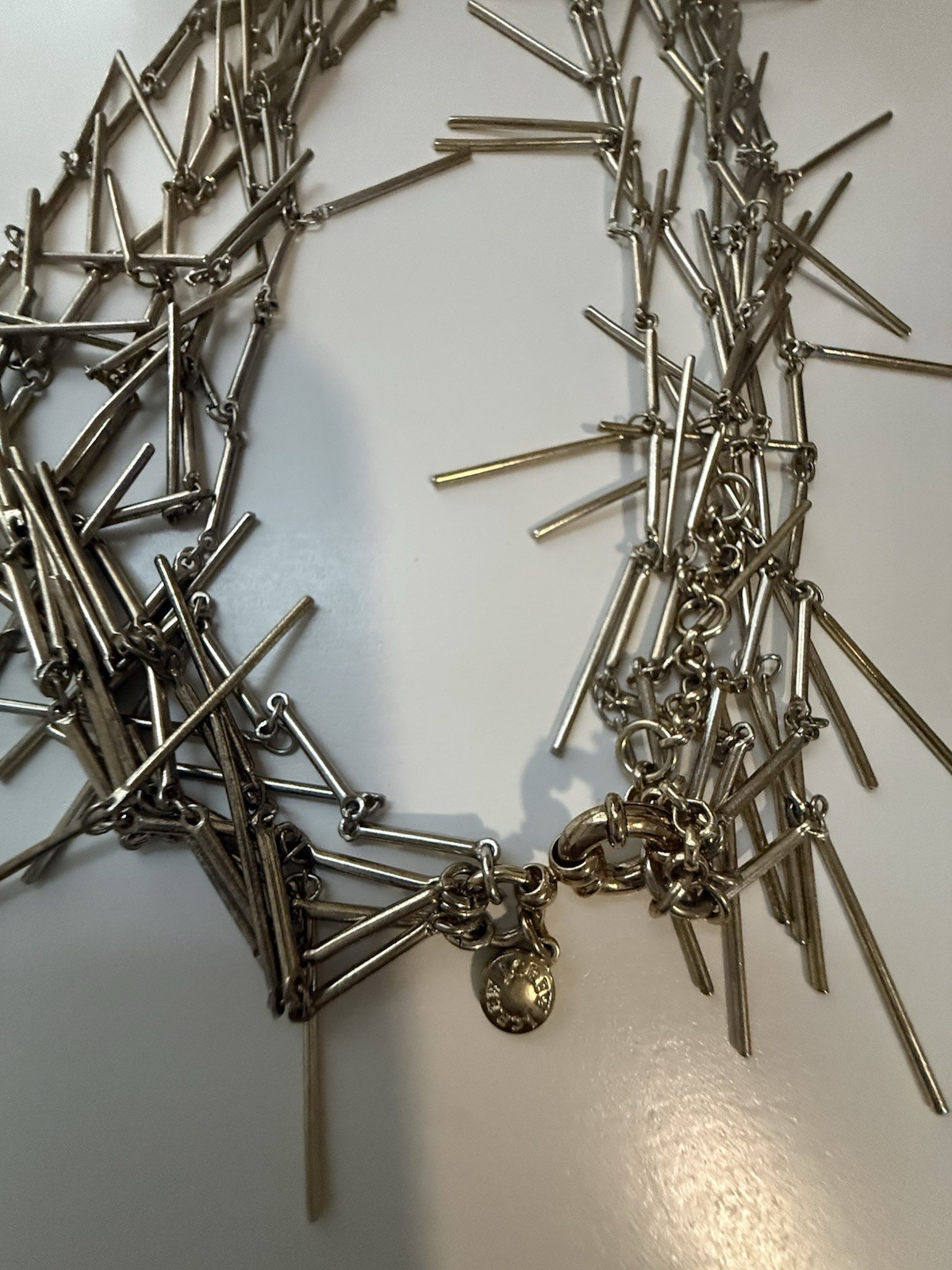 J Crew Five Gold Tone Multi Layer Spiky Nails Statement Necklace