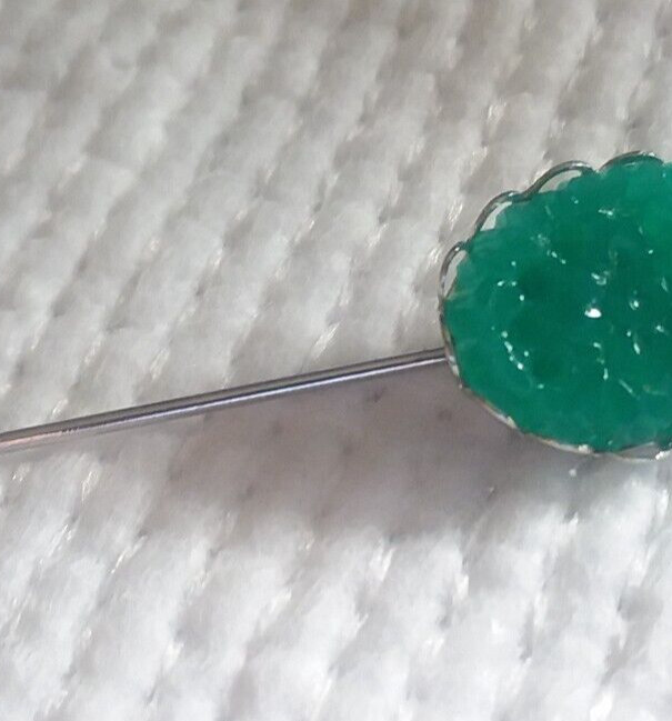 18x13mm Green Floral GlassCabochon Lapel Stick Pin 07-01-2024