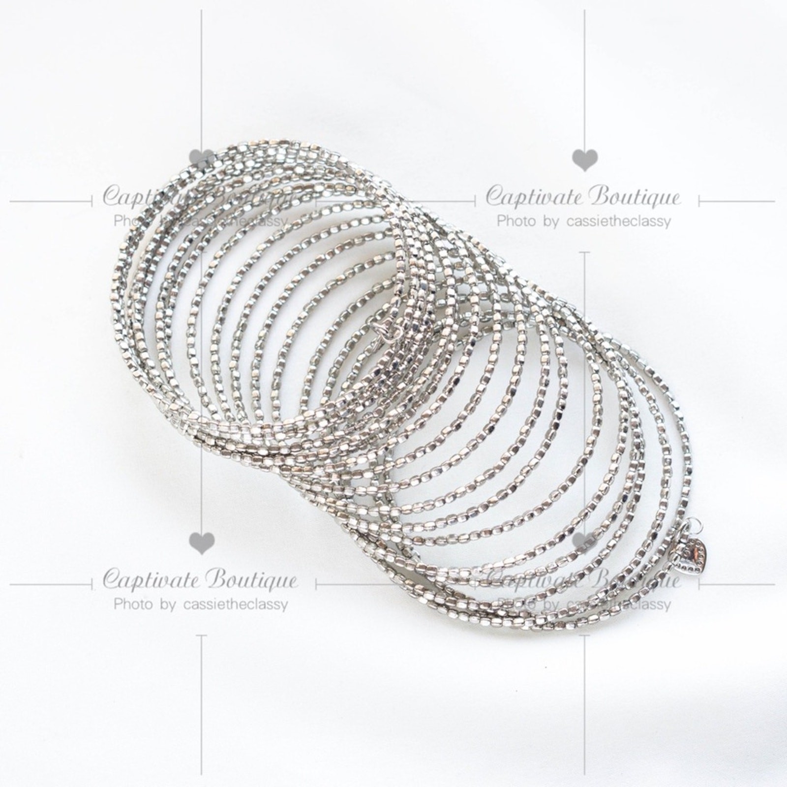 Stella & Dot Bardot Spiral Bangle Bracelet Silver
