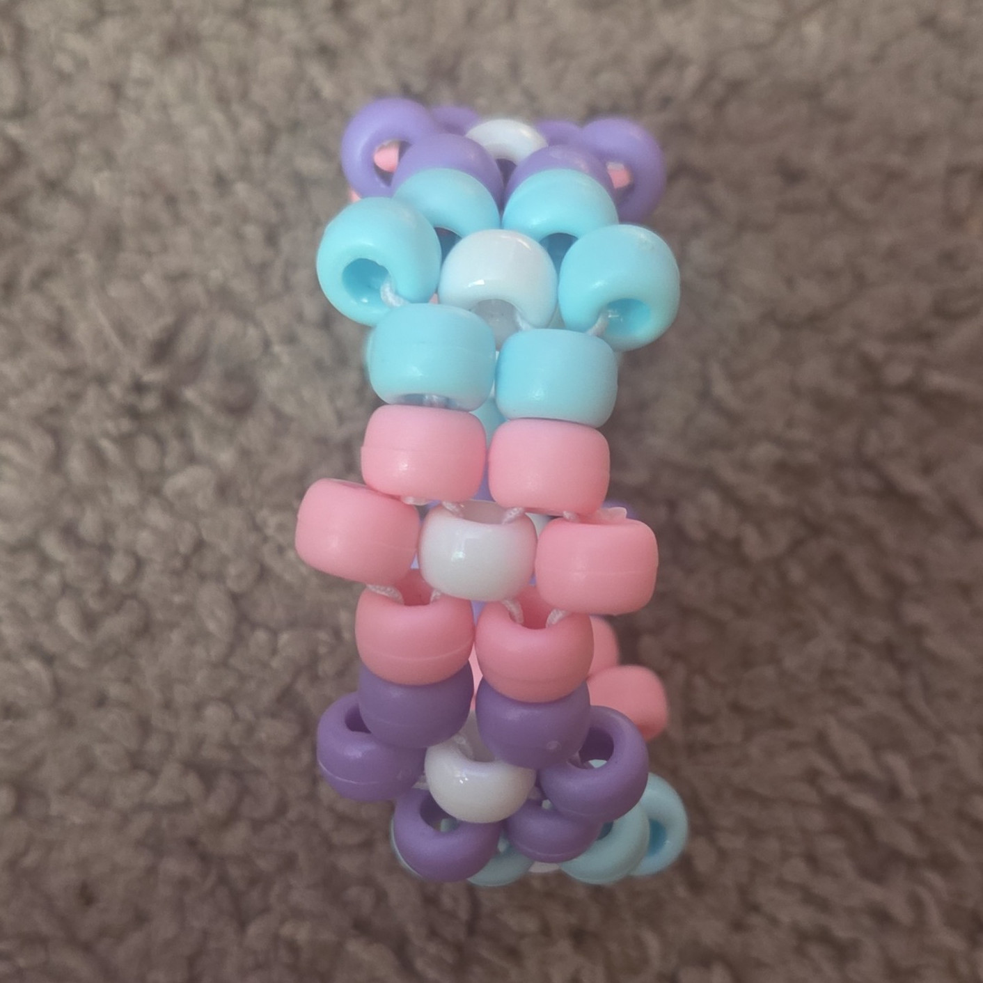 Pastel Multicolor Beaded Stretch Bracelet, Plastic Beads, No Stone, No Clasp