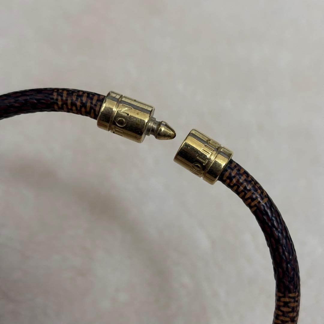 Louis Vuitton Damier Bracelet Keep It With Box Brown Gold Used