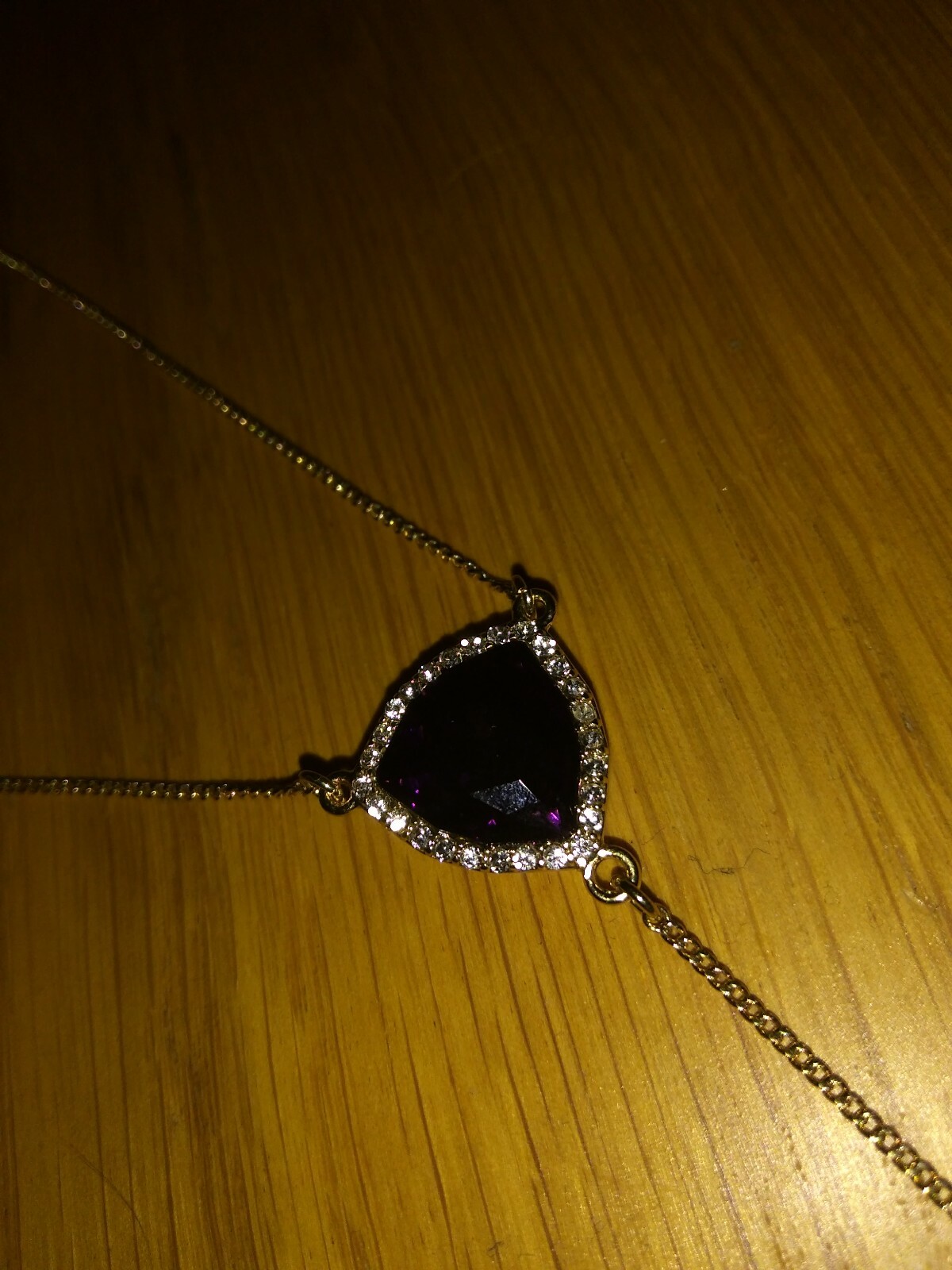 Rare Debenhams Jon Richard Purple Swarovski Crystal Drop Necklace Gold Tone