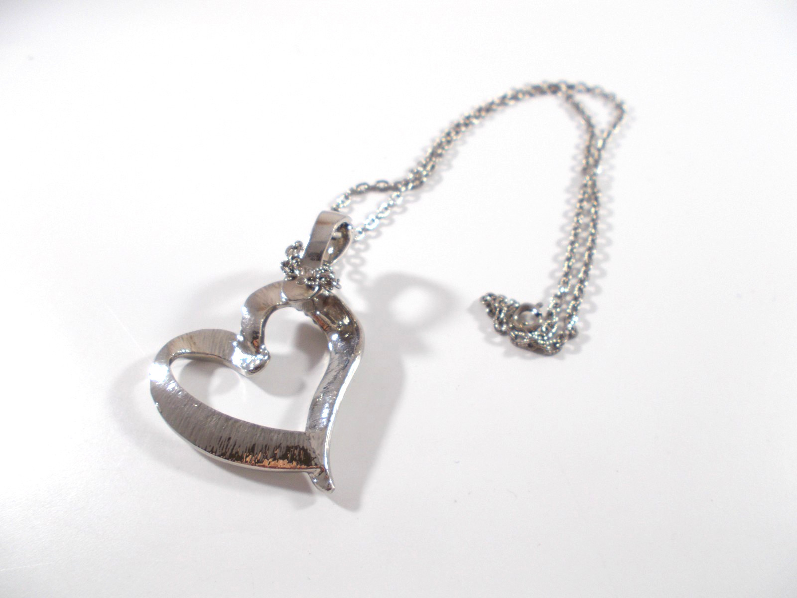 Signed Roman Live Love Laugh Open Heart Silver Tone Pendant Necklace Free Ship