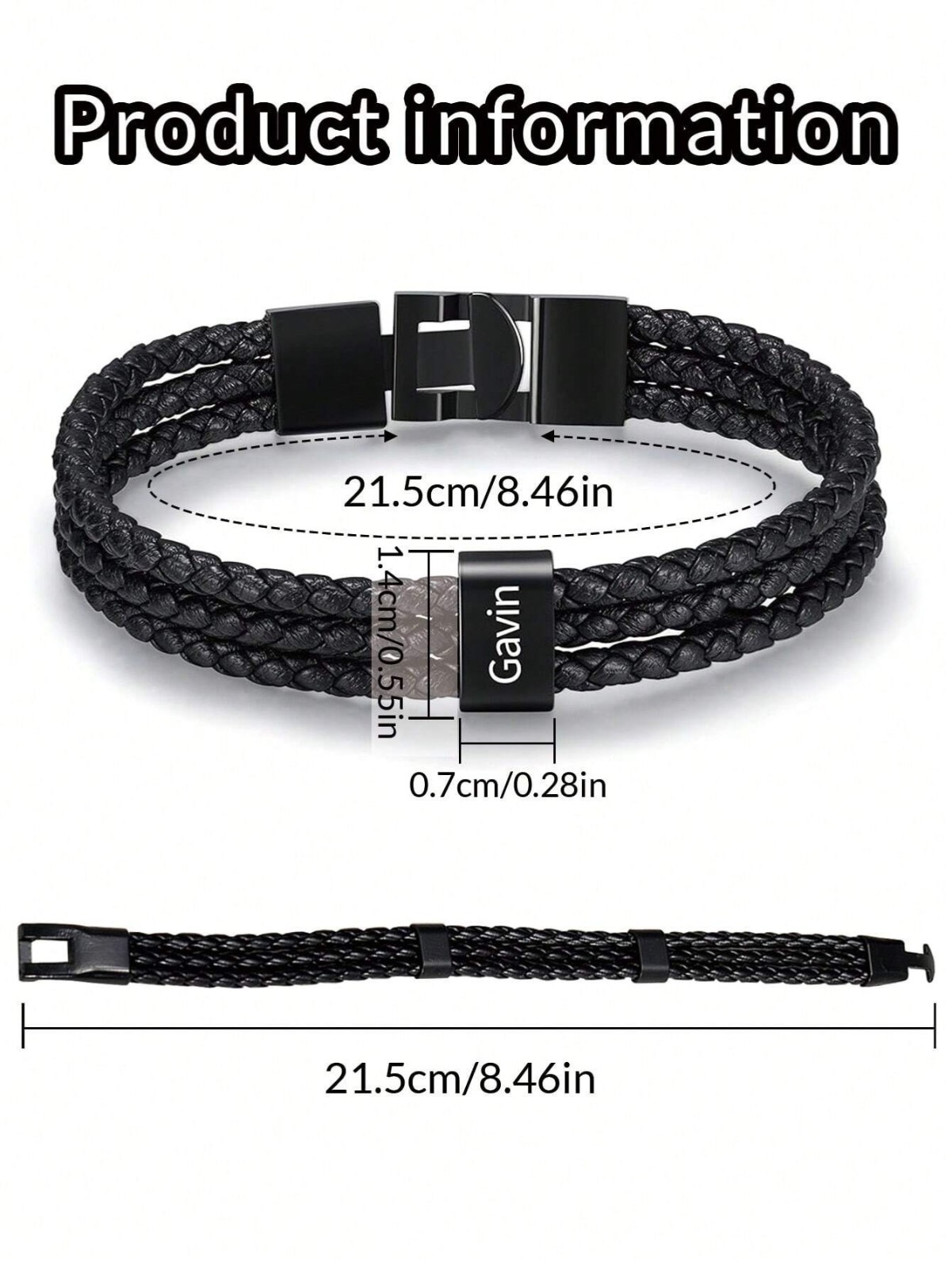 Personalised Men Leather Bracelet Custom Beads Family Name Christmas Gift Dad US